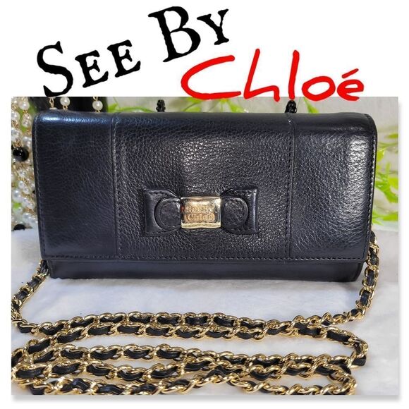 See By Chloe Black Leather Wallet PRISTINE CONDITION Authentic GORGEOUS - Picture 1 of 17